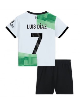 Liverpool Luis Diaz #7 Replika Borta Kläder Barn 2023-24 Kortärmad (+ byxor)